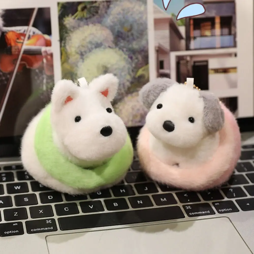 جرو الدمى جرو عش أفخم حقيبة سلسلة مفاتيح سحر محشوة الحيوان فصيل كورجي دمية ألعاب من نسيج مخملي 9 سنتيمتر Kawaii Schnauzer أفخم قلادة سيارة ديكور