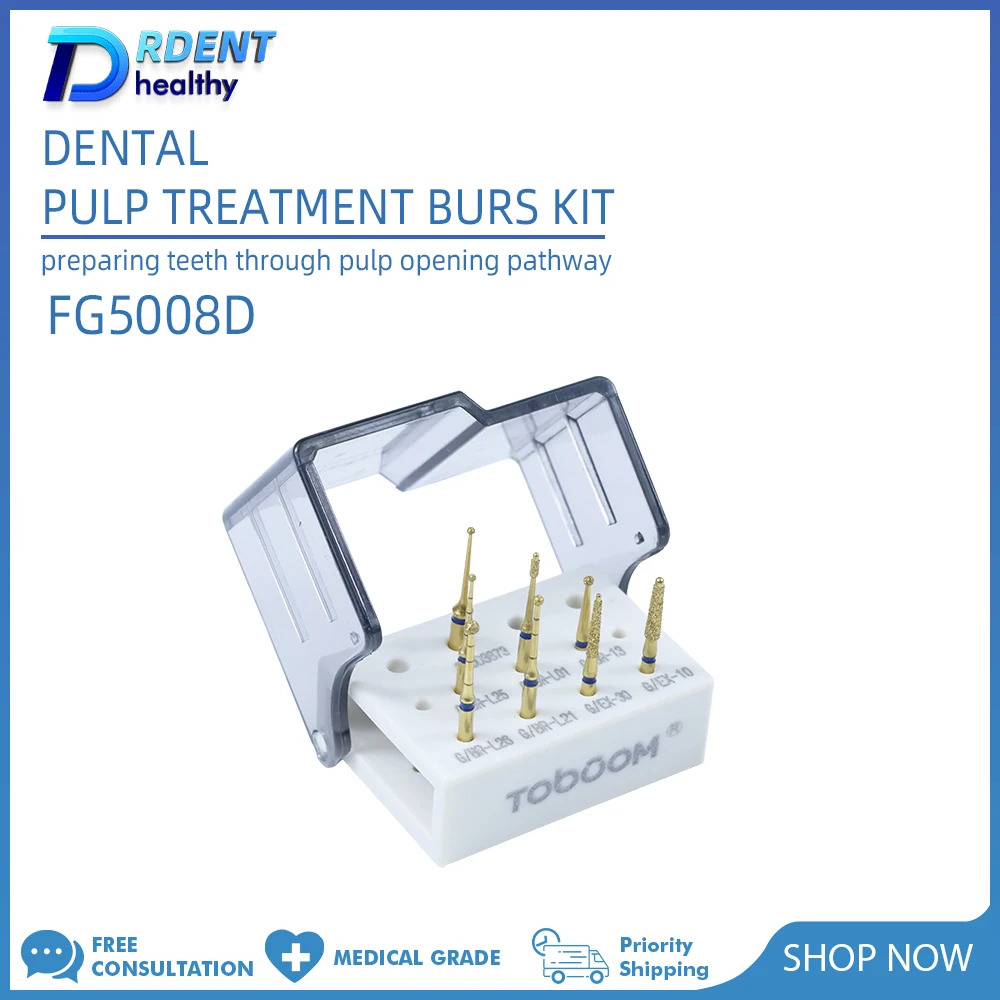 

Dental Pulpotomy Access Open Pulp Cavity Bur Kit FG5008D For Preparation FG Bur Pulp Treatment Dental Tool Burs Kit