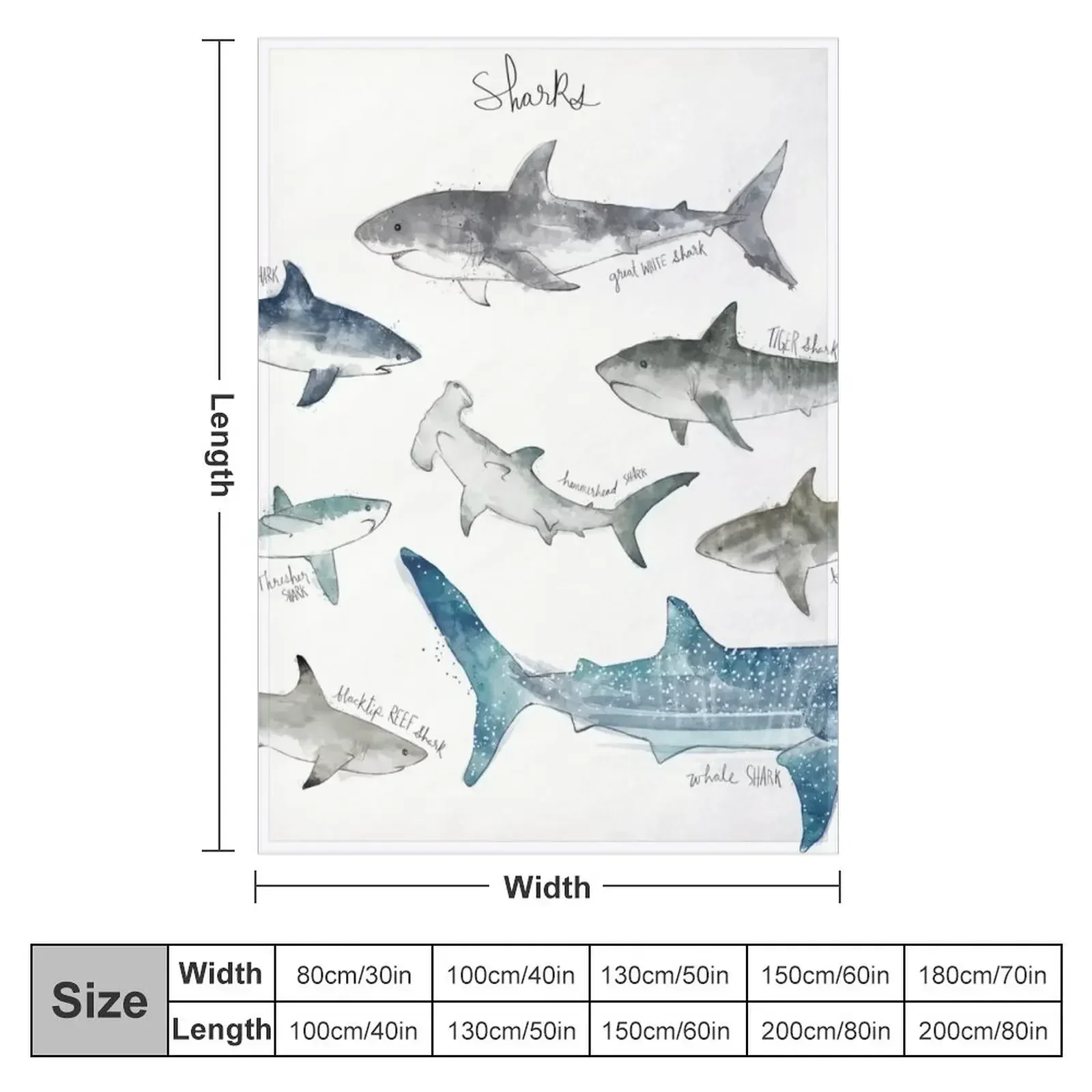 Sharks - Landscape Format Throw Blanket For Sofa Thin for winter warm winter Blankets