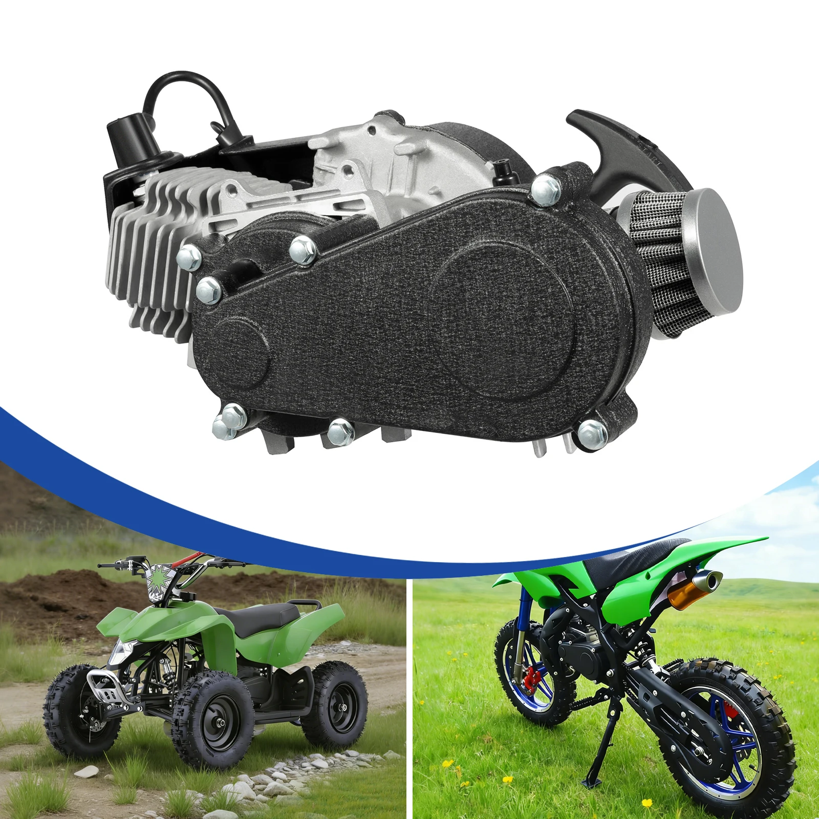 

49CC Gas Motor 2-Stroke Pull Start Engine Electronic Ignition with Air Filter T8F Chain for Pocket Mini Dirt Bike ATV Scooter