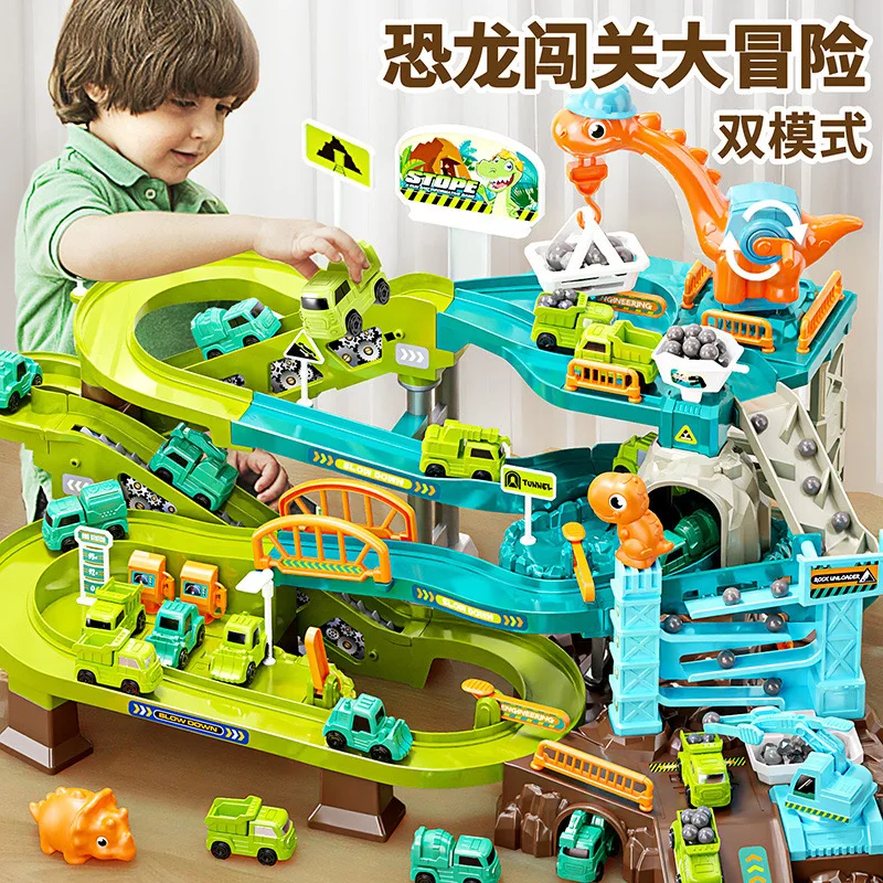 Dinosaurier Engineering Track Auto Elektrische Kombination Eisenbahn Auto Kleinen Zug Große Abenteuer Herausforderung Puzzle Spielzeug Kinder Spielzeug Geschenk