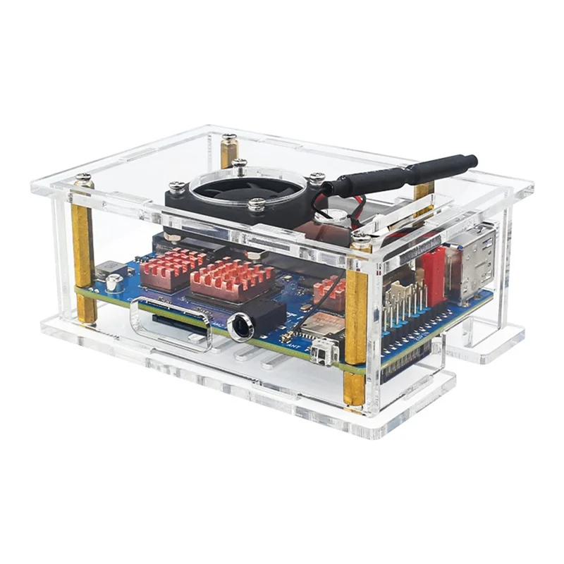 JABS-مروحة تبريد للوحة تطوير Orange Pi RV2 غلاف أكريليك صندوق تبريد شفاف B