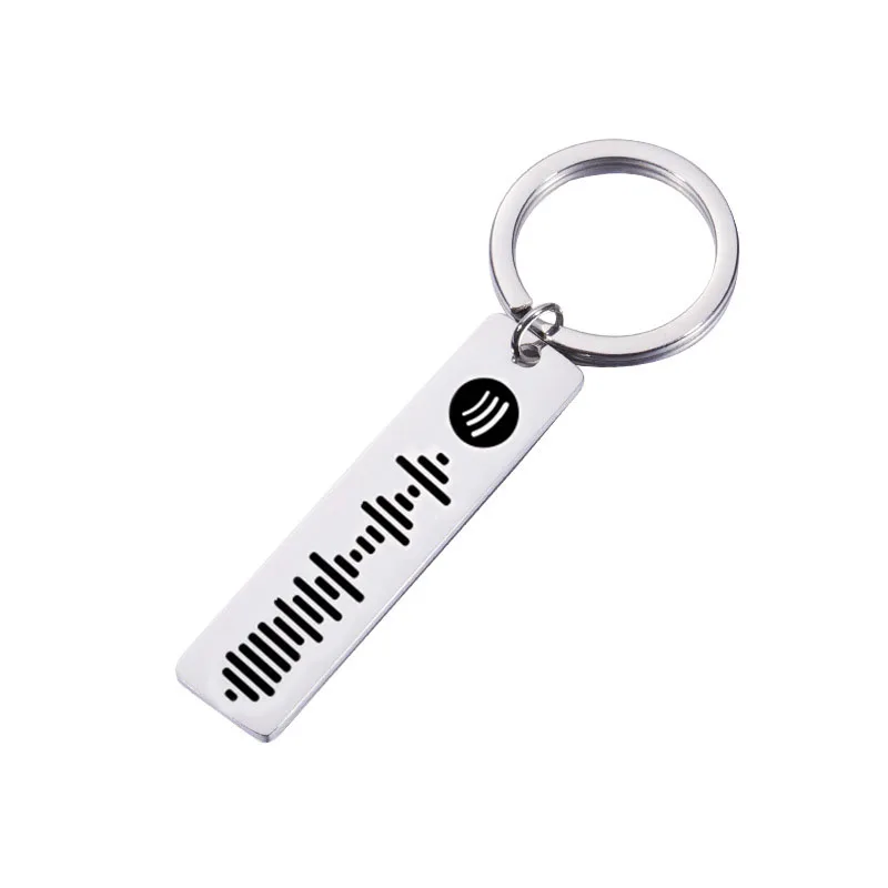 Personalized Music Spotify Scan Code Keychain for Women Men Stainless Steel Keyring Custom Laser Engrave Spotify Code Jewelry