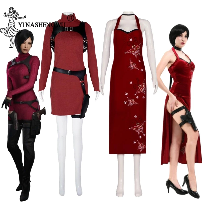 Ada Wong Cosplay Anime Game Resident 4 Costume Uniform Sexy Dress Women Cheongsam Girl Combats Halloween Carnival Party Outfits