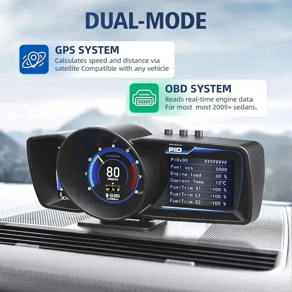 A600 Universal OBD GPS Meter Speedometer Head-Up Display Smart Gauge 5 Inch Screen Multi-Function Water Temperature