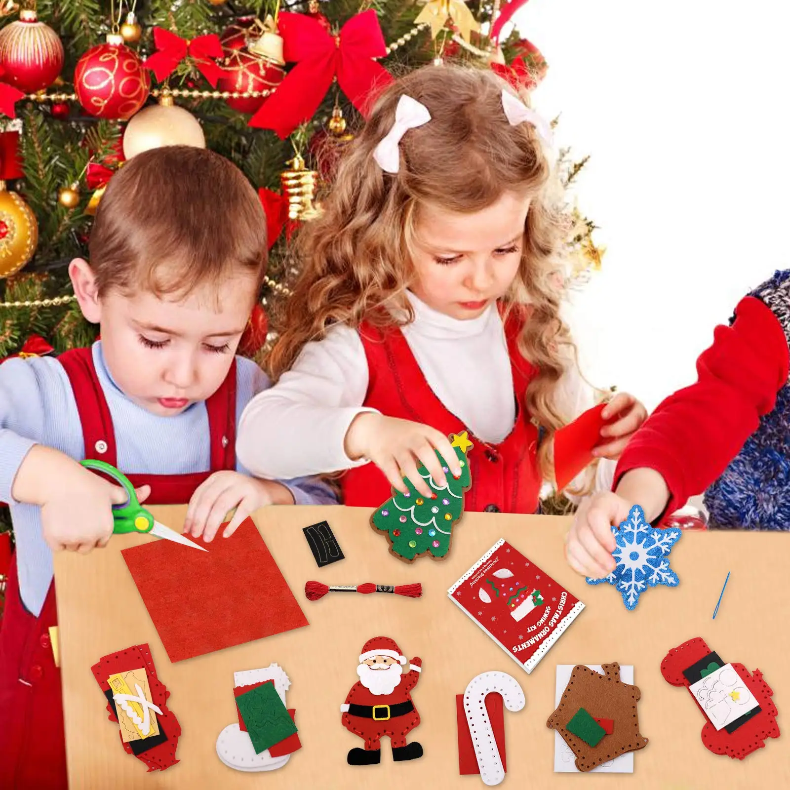 Christmas Sewing Kit for Kids Felt Christmas Ornaments Craft Supplies DIY Activity for Girls and Boys Educational Sewing Gifts