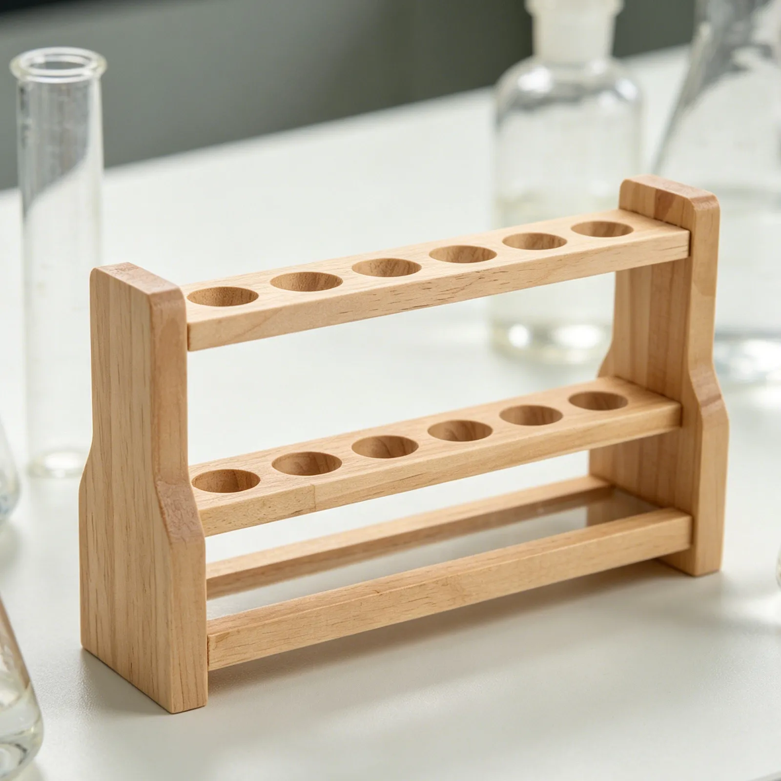 6 Slots Wooden Test Tube Holder Rack Beech Wood Lab Organizer for Laboratory Chemistry Teaching Experiment Storage view 6