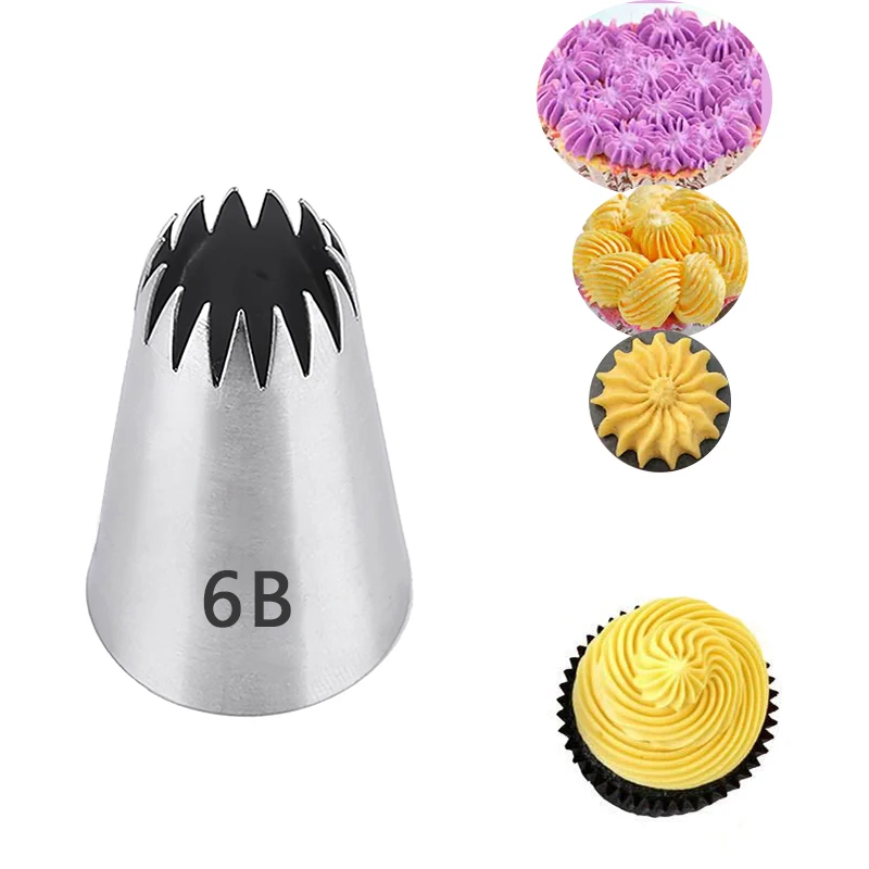 

1pc Pastry Nozzles Cupcake Cake Decorating Tools Stainless Steel Icing Piping Nozzle Fondant Cookies Cake Decorating Tips #6B