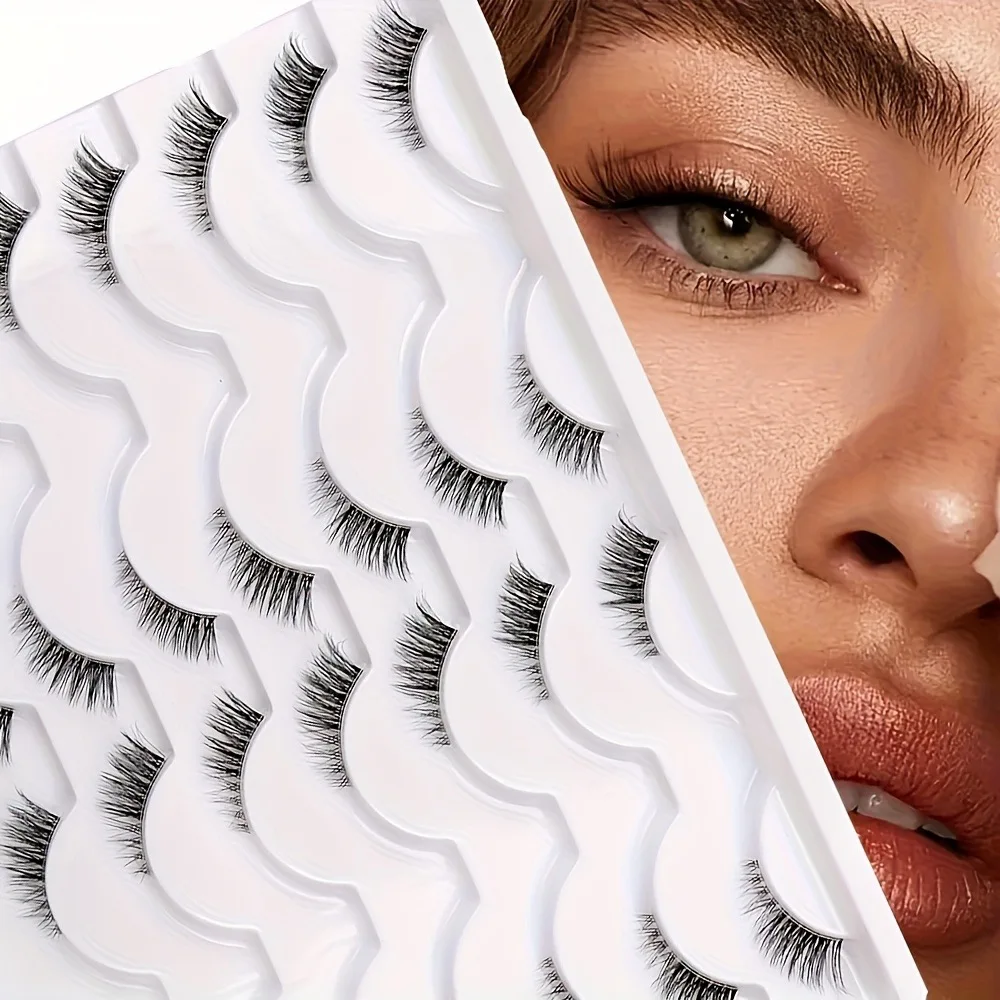 14 Paar halbe künstliche Wimpern, transparente Wimpern, natürliche, kurze Akzentwimpern, leicht, weich, wiederverwendbar, Augen-Make-up für den täglichen Gebrauch und zum Dating – Detail 1