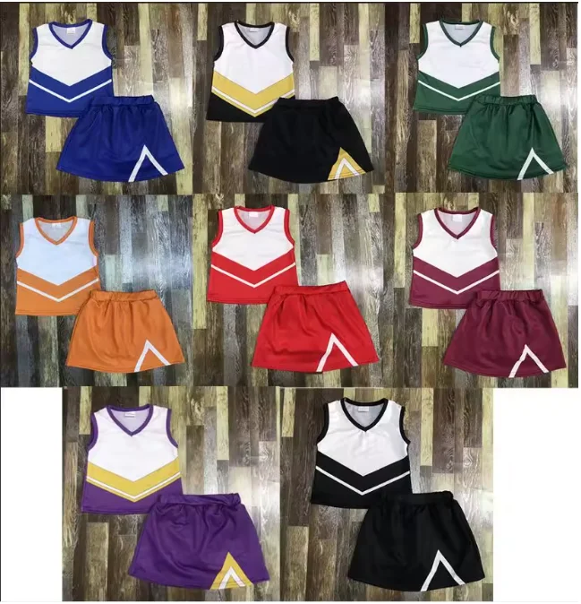 

Boutique Baby Girls Sleeveless Vest Top Skirts Sets Children Girl Team Match Clothes Kids School Team Cheers Uniforms