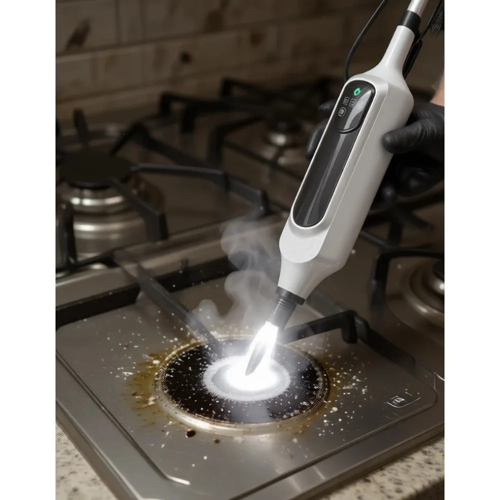 

Паровая швабра 12-в-1 со съемным ручным очистителем и шнуром 7 м для пола, плитки, ковров, мебели, одежды, окон