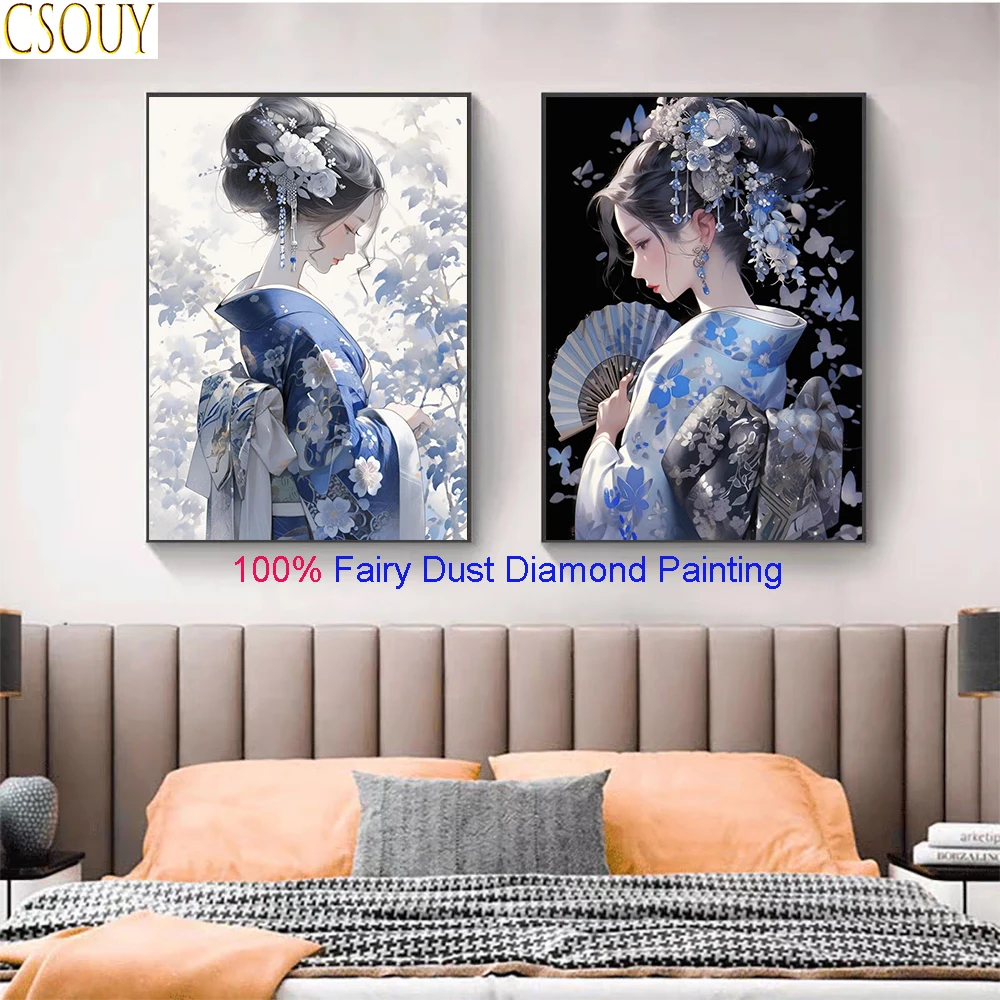 Japan Girls 100% Fairy Dust Full Crystal Square Diy Diamond Painting Embroidery Mosaic Home Needlework Full Painting Rhinestones