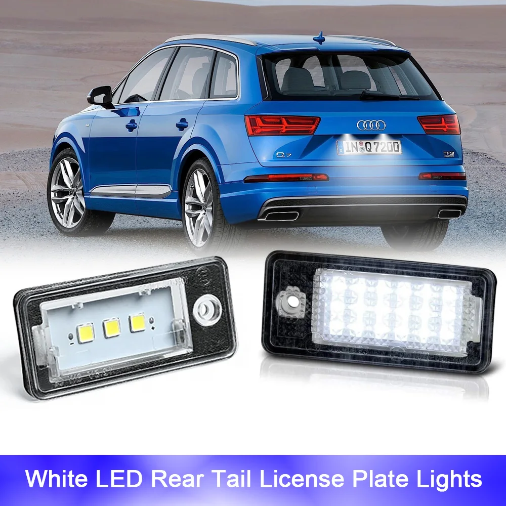 For Audi A3 Cabriolet S3 8P RS4 B6 B7 Sedan  A5 Quattro A6 A8 Q7 White LED Tail License Number Plate Light Parking Backlights