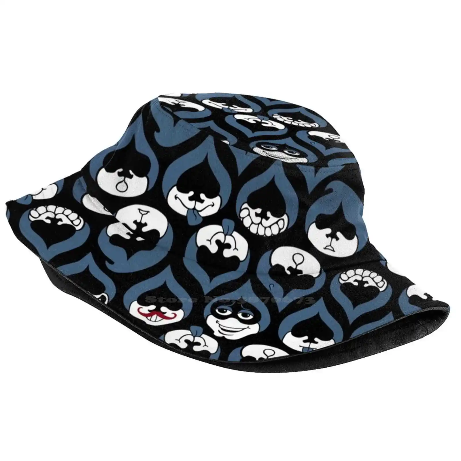 Deltarune - Lancer Face Drop Pattern Foldable Panama Bucket Hat Cap Deltarune Delta Rune Undertale Under Tale Lancer The Bad Guy