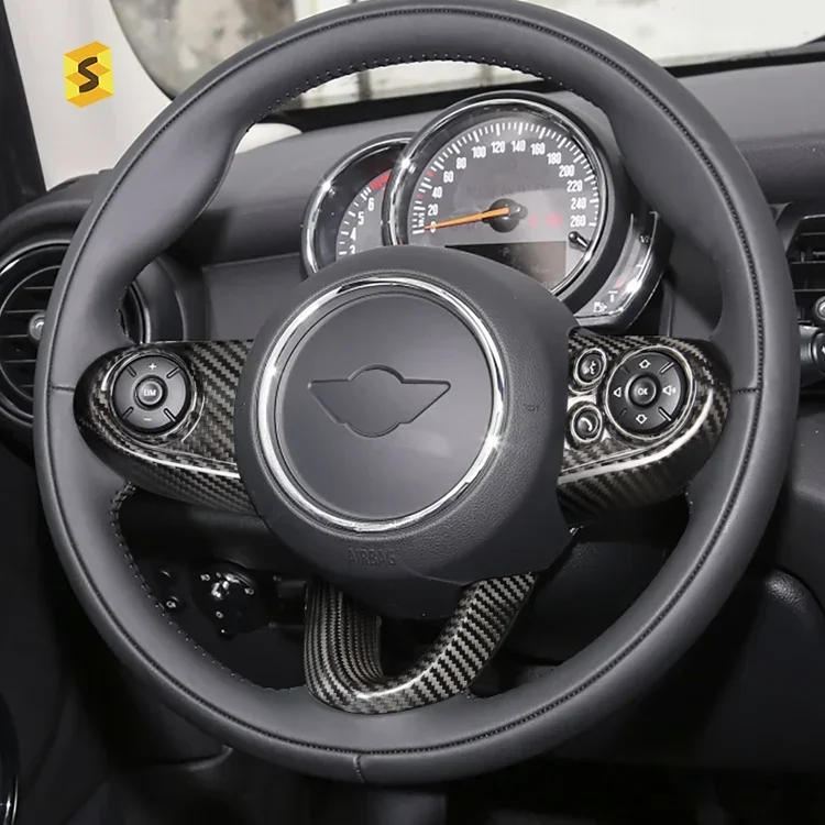 

ES N-MINI-239A Carbon Fiber Interior Steering Wheel Button Chin Cover Kit Trims For Mini F Series