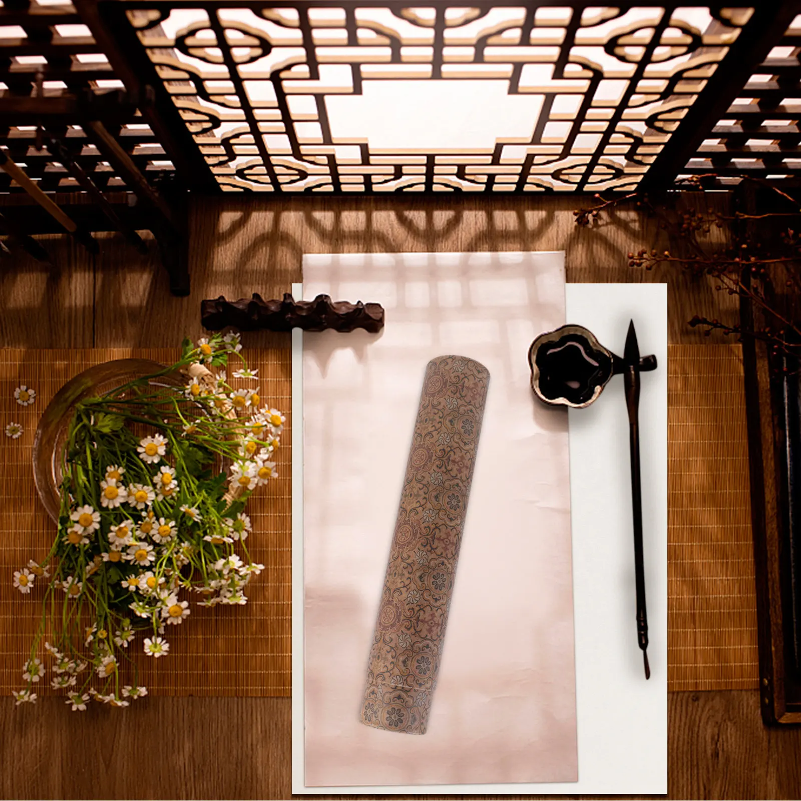 

Scroll Storage Box Adjustable 6Cm Diameter Telescoping Calligraphy Roll Container Painting Holder Poster Storage Tube