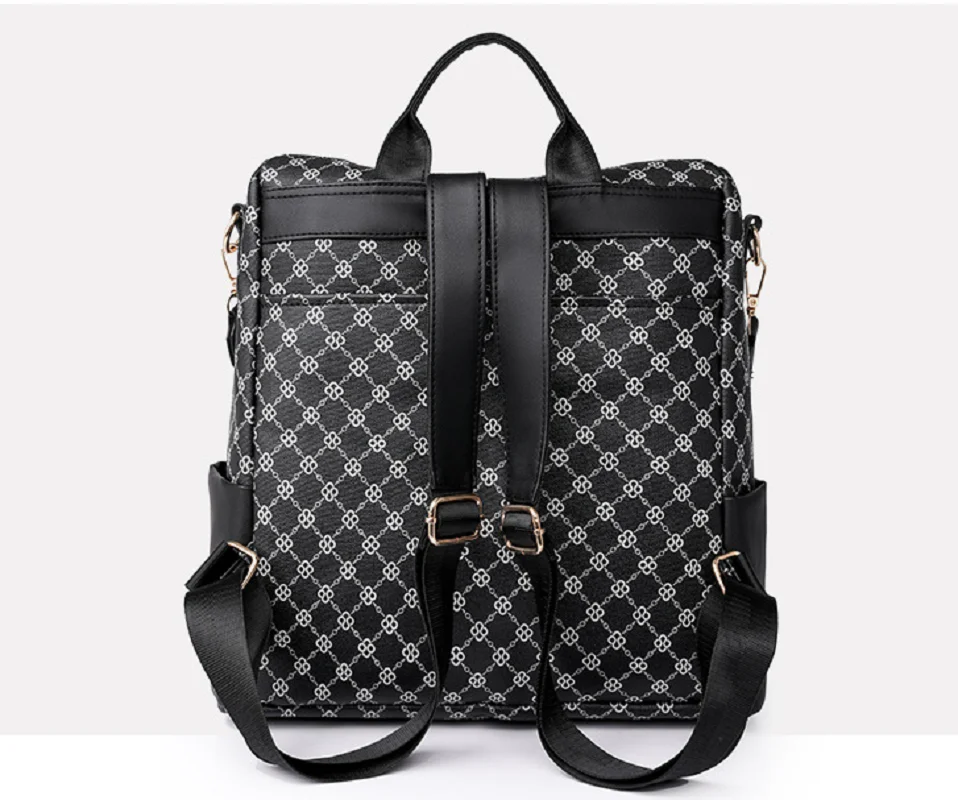 New Women Fashion Printing Large Capacity Leather Travel Backpack Vintage Designer Double Zipper Shoulder Bags School Bag Totes
