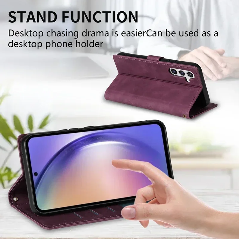 Wallet Magnetic Flip Leather Case For Samsung Galaxy A05s A06 A07 A13 A14 A15 A16 A17 A26 A34 A35 A36 A51 A52 A53 A54 A55 A56
