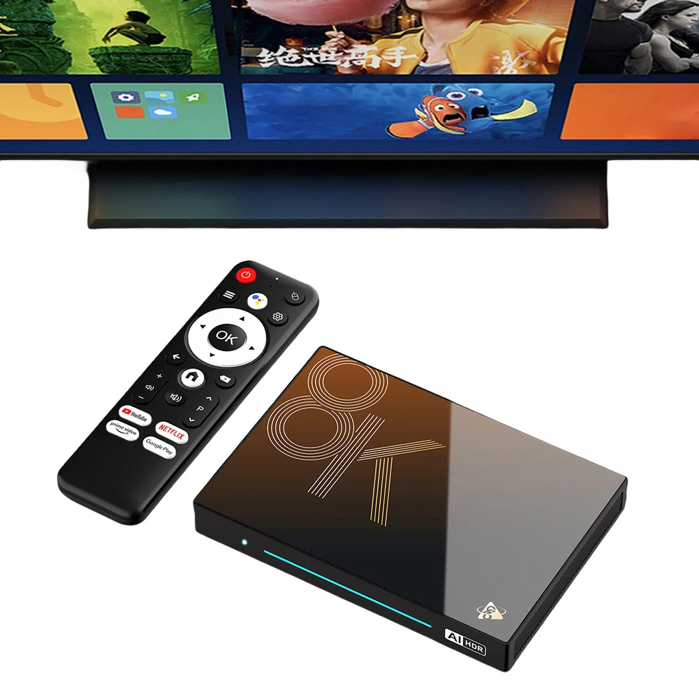 Smart TV Box Android 14.0 WiFi 6 BT 5.4 Octa-Core 4/8GB RAM 32/128GB ROM HD Media Player 8K AV1 H.265 Video Set Top TV Box