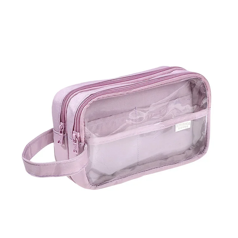 Imagem -05 - Bolsa de Lápis Transparente Bonito Bolsa de Lápis de Grande Capacidade de Três Camadas Lápis Portátil Material Estudantil Papelaria Escolar