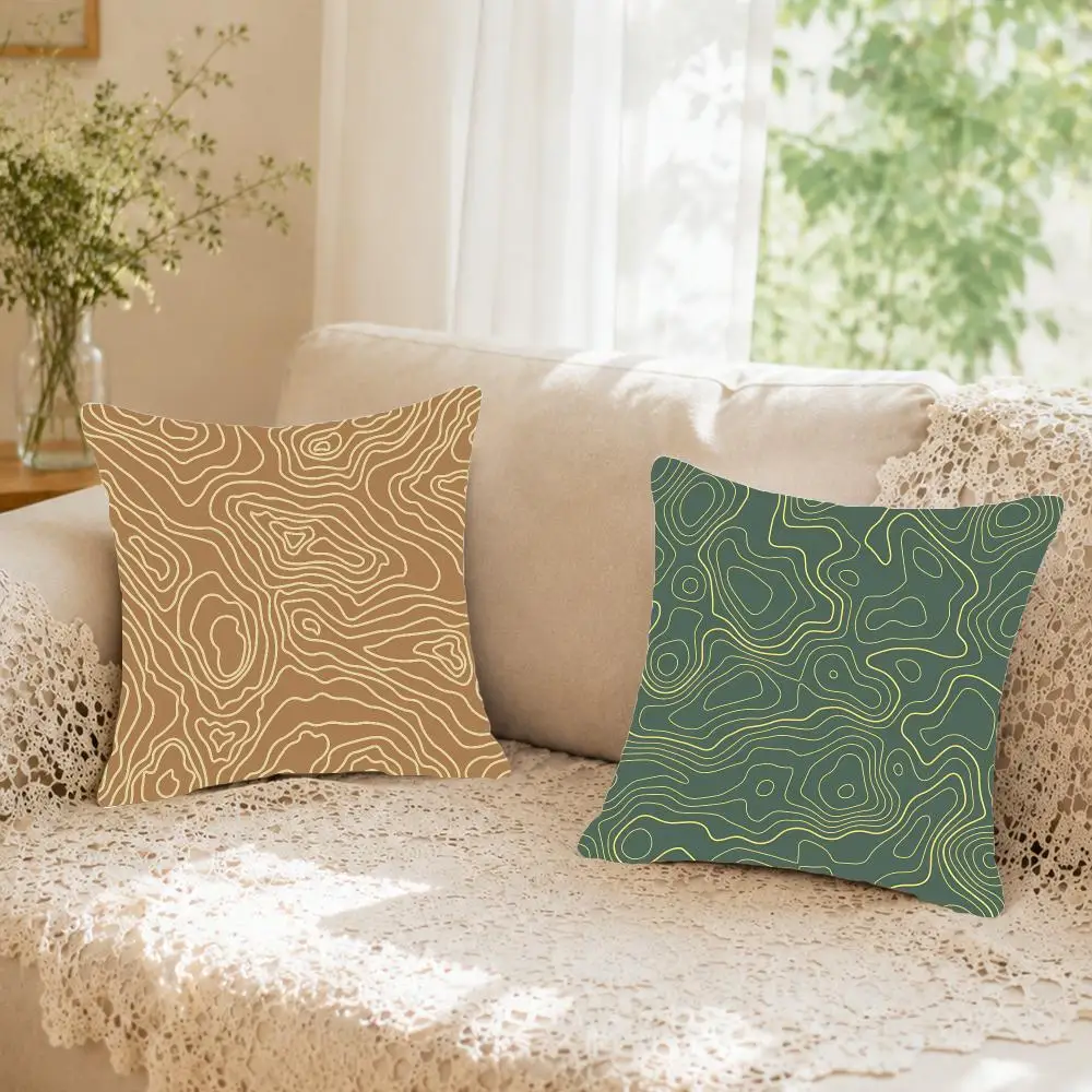 Minimalist Art C-Contour Line Cushion Cover Faux fur decorative Dark academia style Cat scratching post Rustic Spa pillow cover