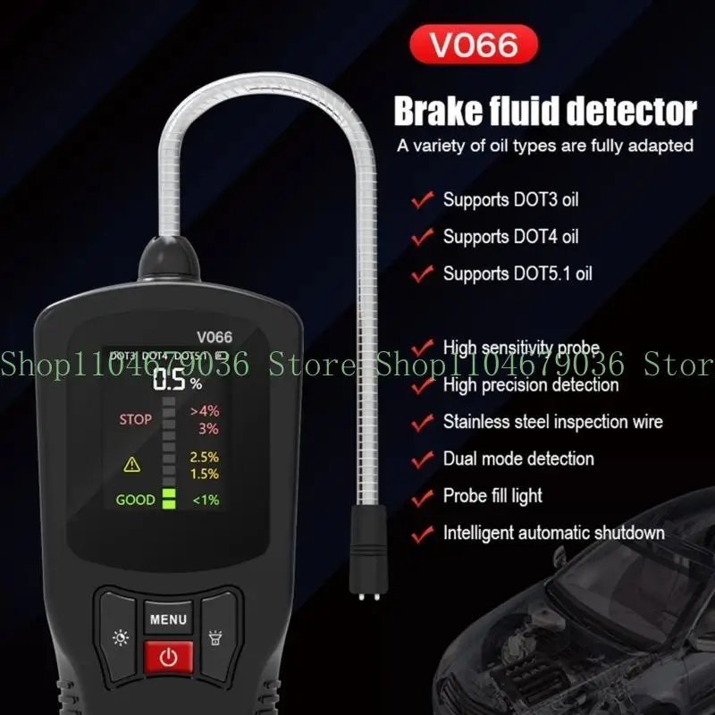 652F Brake Fluid Tester Car Brake Liquid Digital Tester Fit for DOT3 DOT4 DOT5.1 Accurate Oil Quality Check Sound Light Alarm