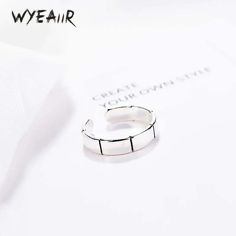 

WYEAIIR стерлингового серебра 925 пробы ретро геометрический бамбук милые ювелирные изделия изменяемого размера женское кольцо