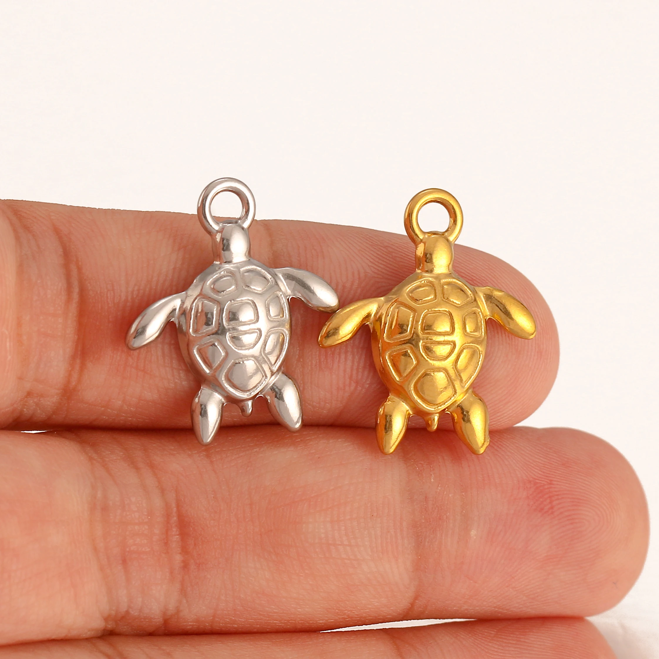 3 Stück schöne Dinosaurier/Wal/Marine Schildkröte/Herz Charms Edelstahl Tiere Anhänger für Halskette Armband DIY Schmuckherstellung – Detail 10