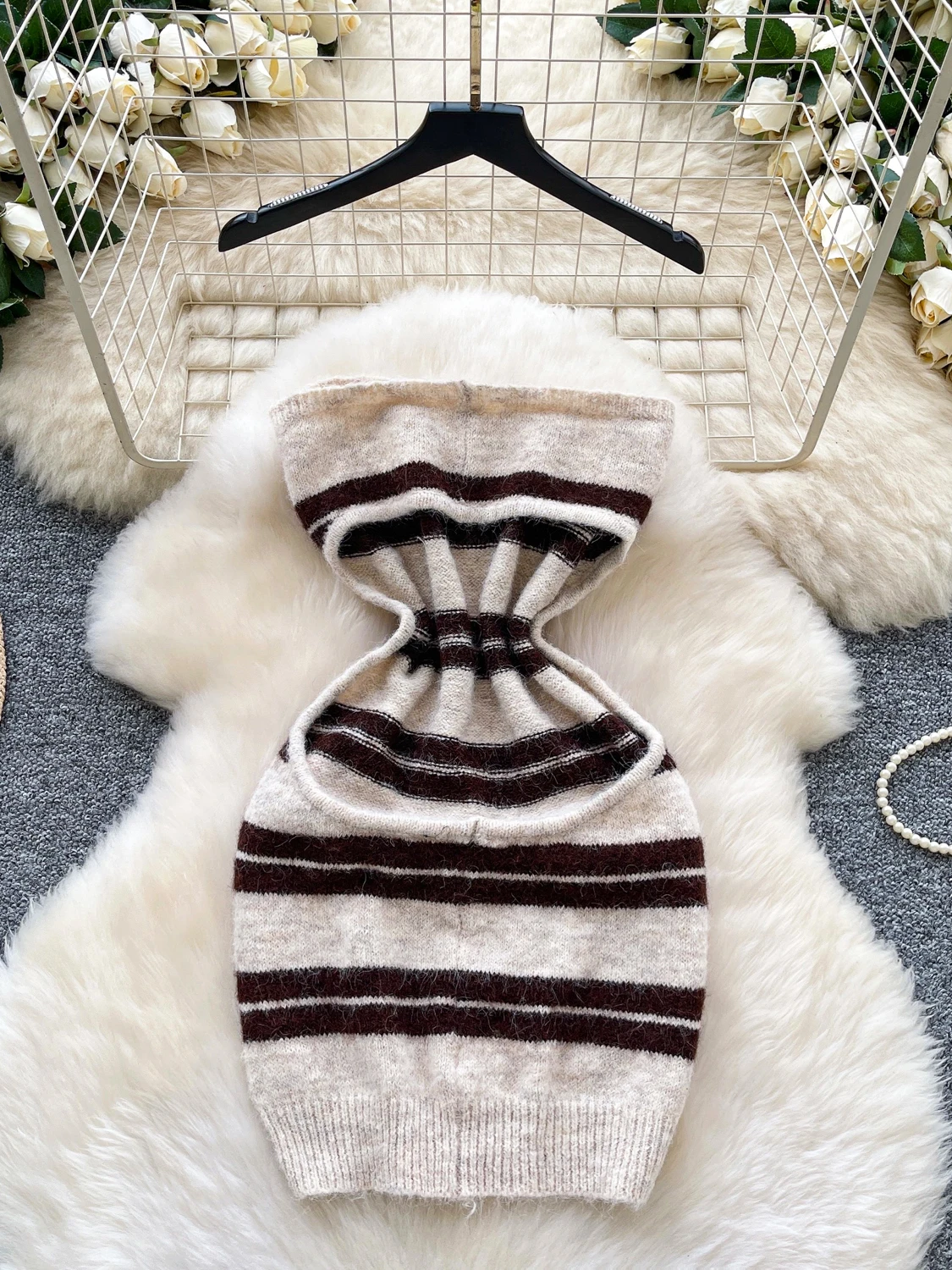 Minceur pur désir taille-collant Faionable Svel rayé tricoté enveloppement moulante Dr taille haute a-ligne été Dr