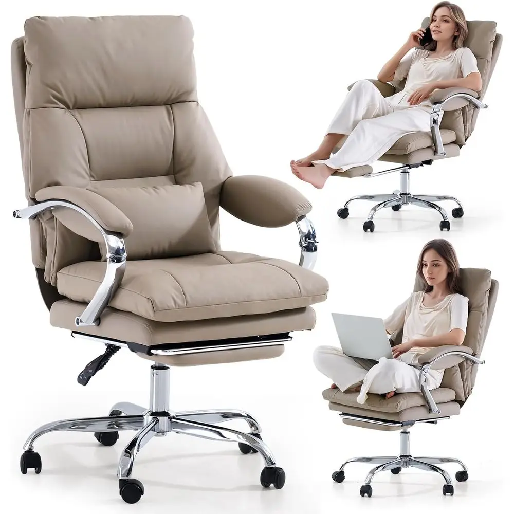 Oice Chair with oot Rest Reclining Oice Chairs with Arms Adults | PU Leather High Back Ergonomic Executive Comy Swivel Computer