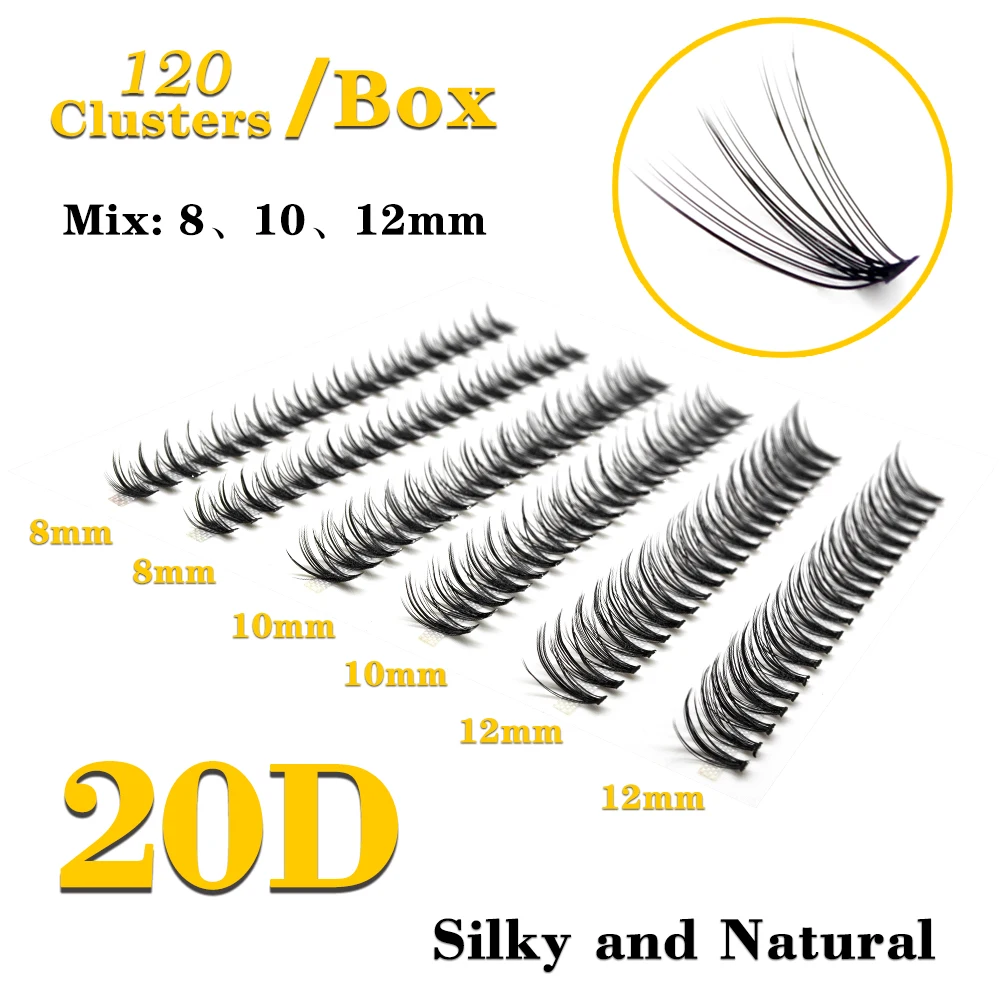 Kimcci 20D / 30D 120 Bundles Mix Eyelashes Full Set Lashes DIY Individual Mink Lash Extension Cluster Mix Lashes Makeup Cilia