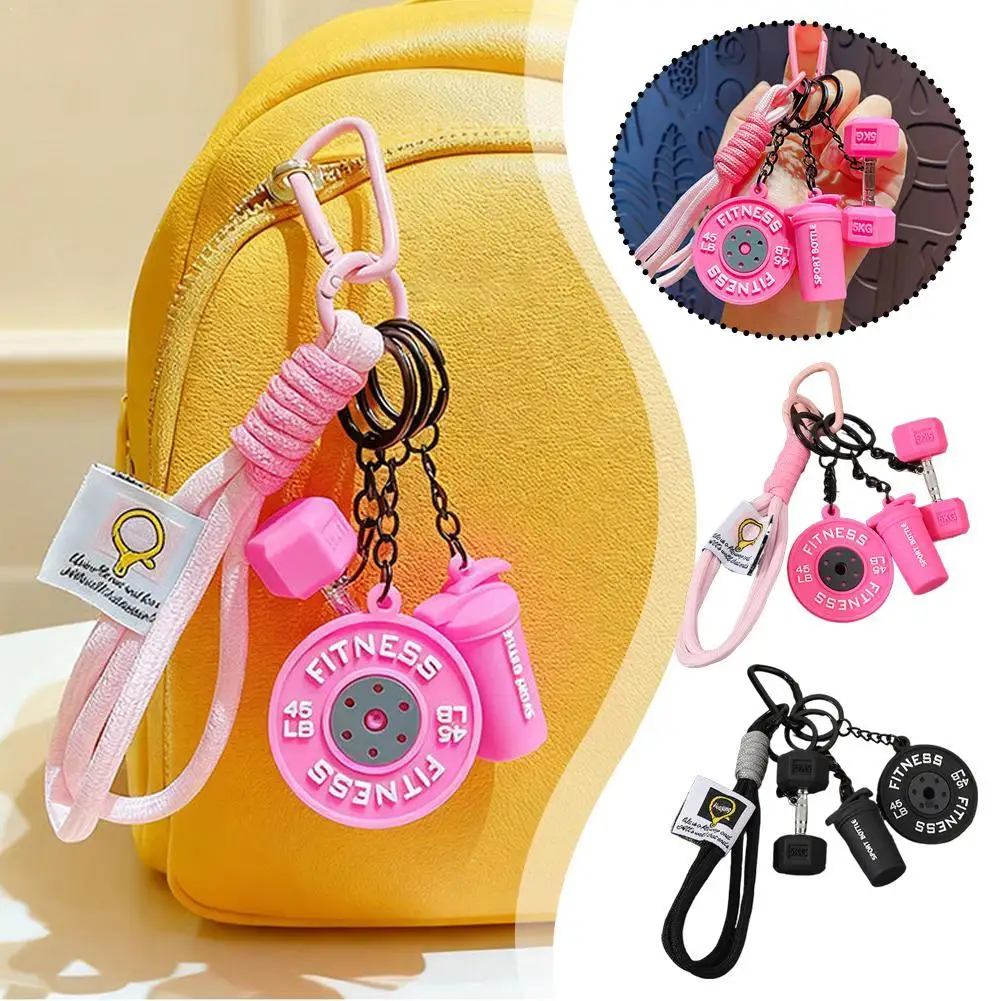 Gym Fitness Keychain Mini Dumbbell Weight Plate Key For Fitness Gym Bag Charm For Workout Enthusiasts Accessory Gift ﻿