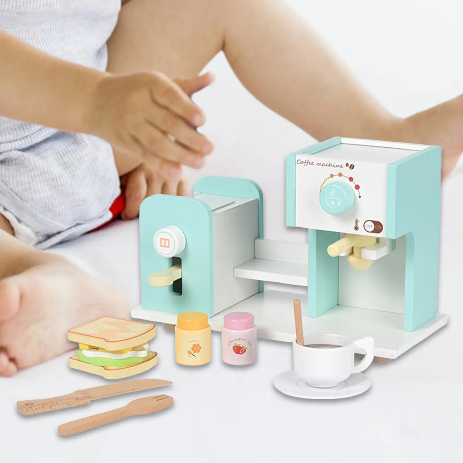子供用木製コーヒーメーカーおもちゃ ごっこ遊び キッチン家電 創造的なスキル開発 職人技 想像力 対象年齢 3+