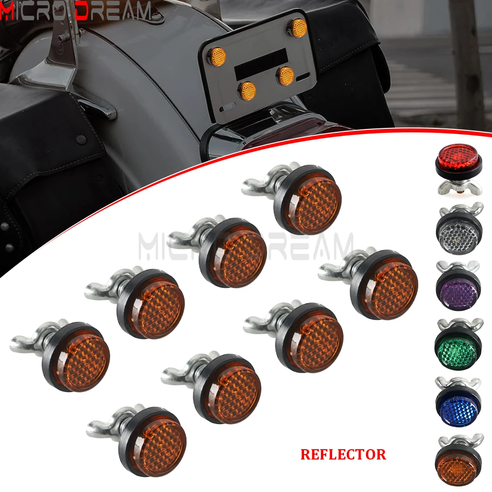 Colored Reflectors Motorcycle License Plate Bolt Nuts Universal  Moto Mini Decorative Round Reflective with Spring Butterfly Nut
