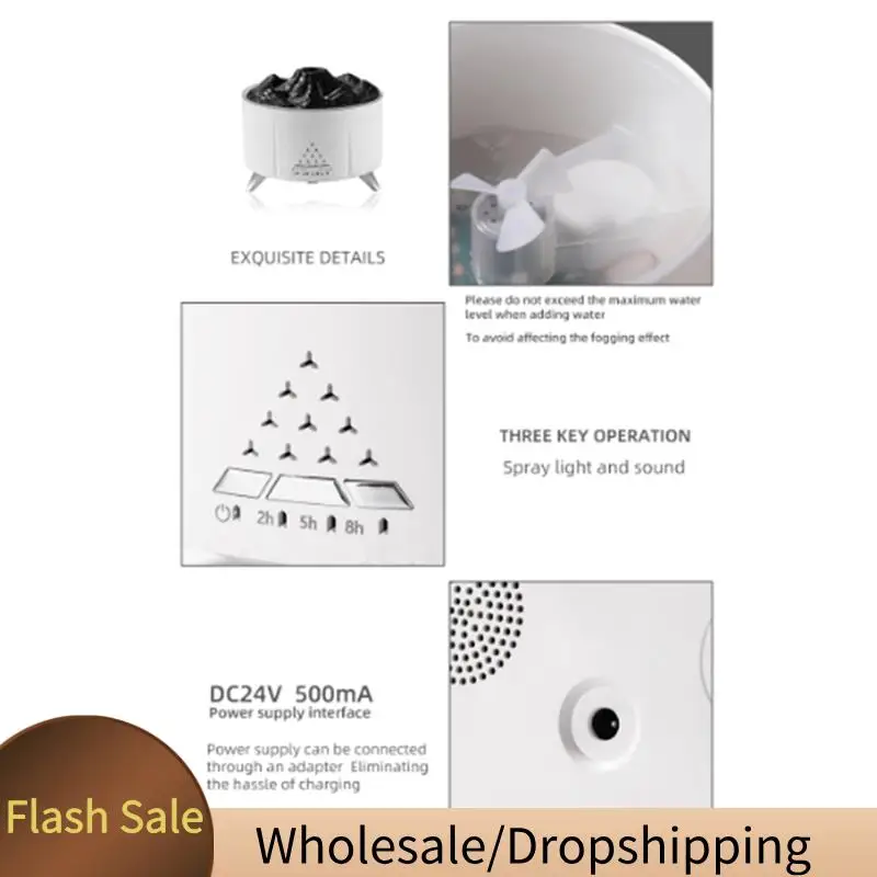 BAAD para humidificador de volcán, difusor de llama, aceites aromáticos de fuego para el hogar, Mini anillo de niebla de medusas para fumar aire (C), enchufe europeo Dura