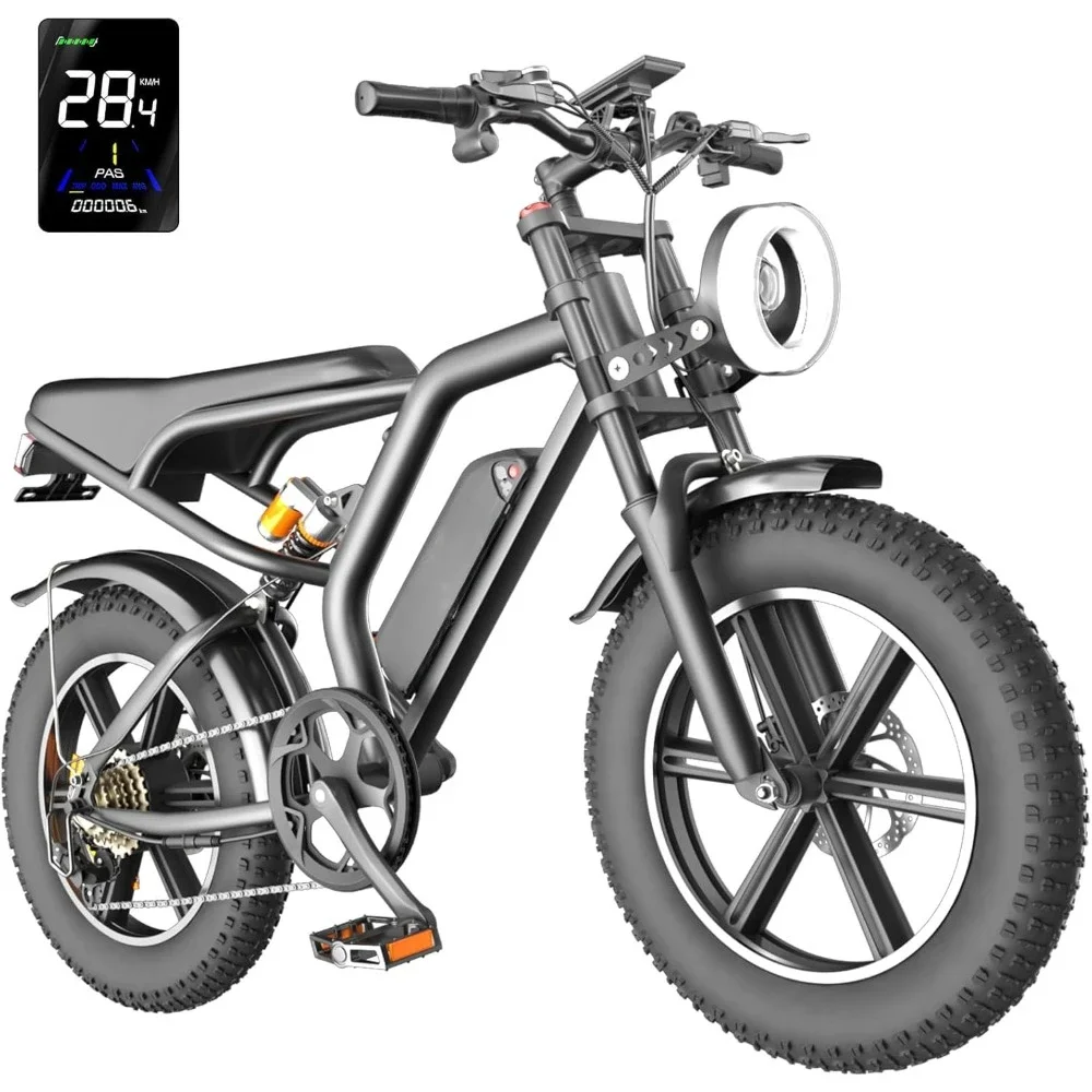 

Electric Bike, 20 inch Fat Tire Ebike with 1000W Motor 48V13Ah/15Ah Battery Up to 32/38MPH / 62/68Miles,7 Speed Electric Bicycle