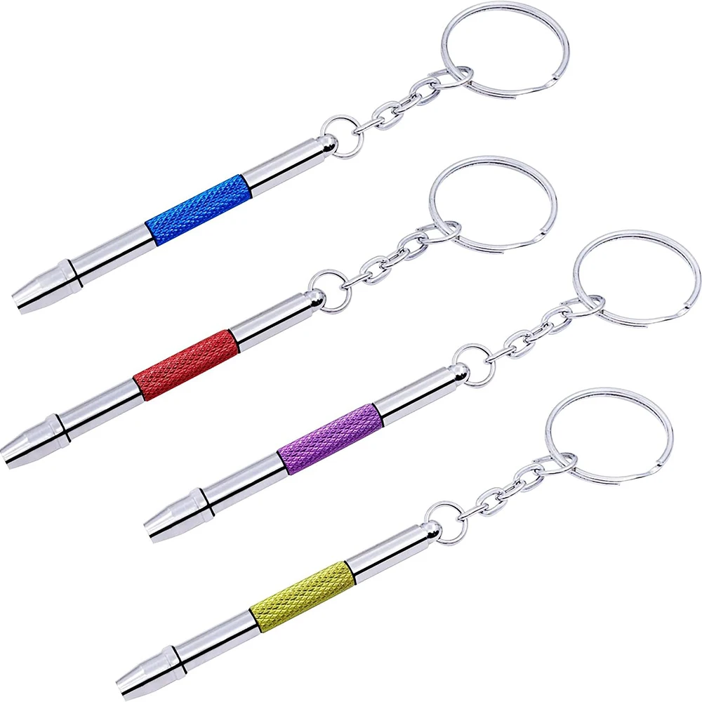 4Pcs Mini Eyeglass Screwdriver 4 in 1 Precision Screwdriver Kit Eyeglass Repair Set for Sunglass Watch Toy Repair with Keychain