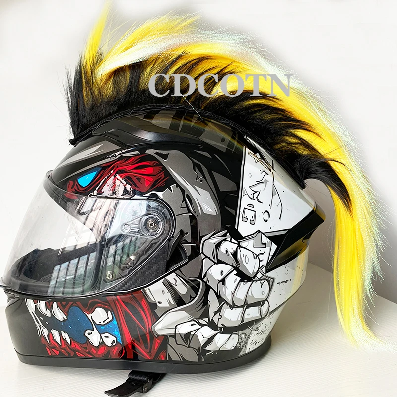 Car Motorcycle Helmet Decorations Hair Punk Colorful Cockscomb Motocross Full Face Off Road Helmet Accessories Stickers Cosplay