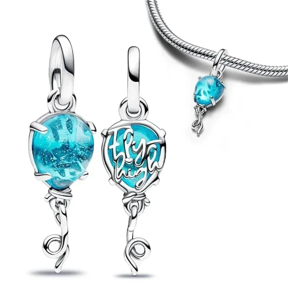 Novo 925 prata azul mar criatura concha golfinho pingentes encantos contas caber original pandora pulseira diy jóias para mulher 2024