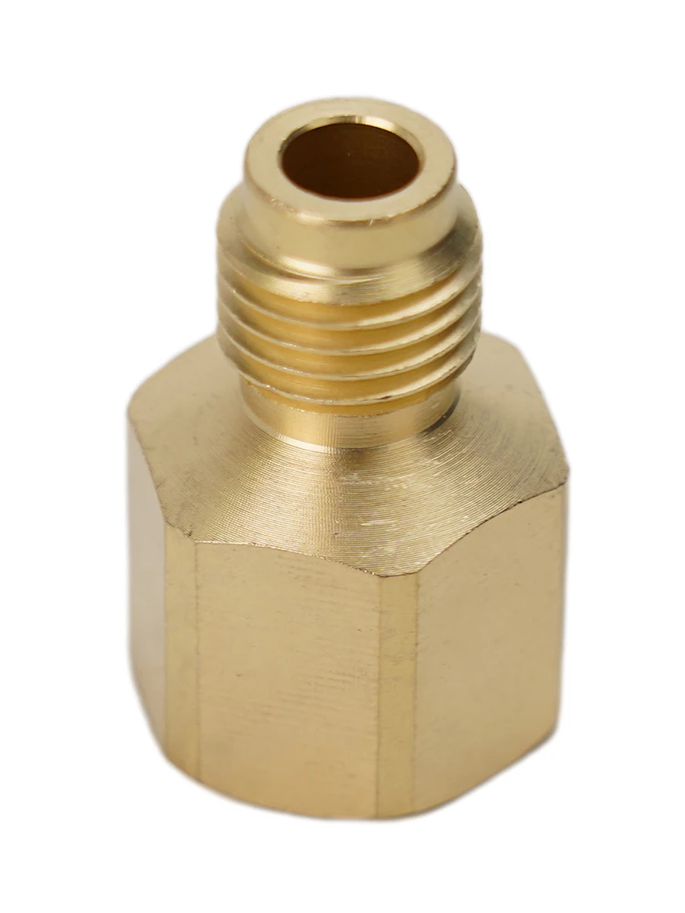 Charging Adapter for R410A Systems Built with Brass Material and Configured for 1/4 SAE to 5/16 SAE Connection