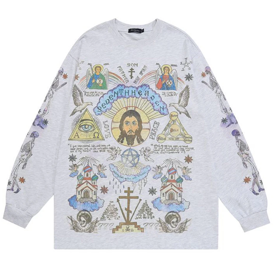 Vintage Oversized Loose Men's T-shirt Harajuku Streetwear Hip Hop Y2K Ripped Washed Tshirts Casual Tee Tops