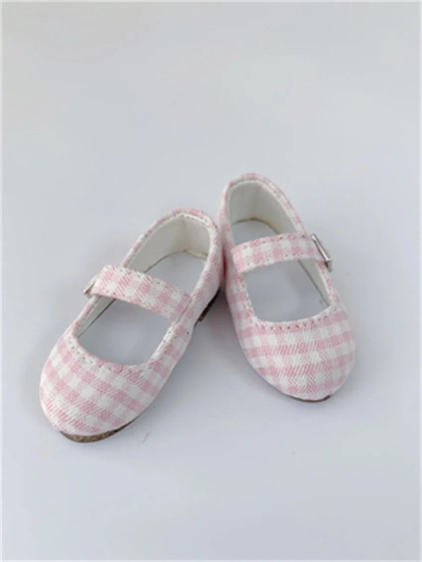 BJD shoes  1/4，1/6 BJD doll girl shoes multi-color checkered cloth wood grain sole BJD accessories