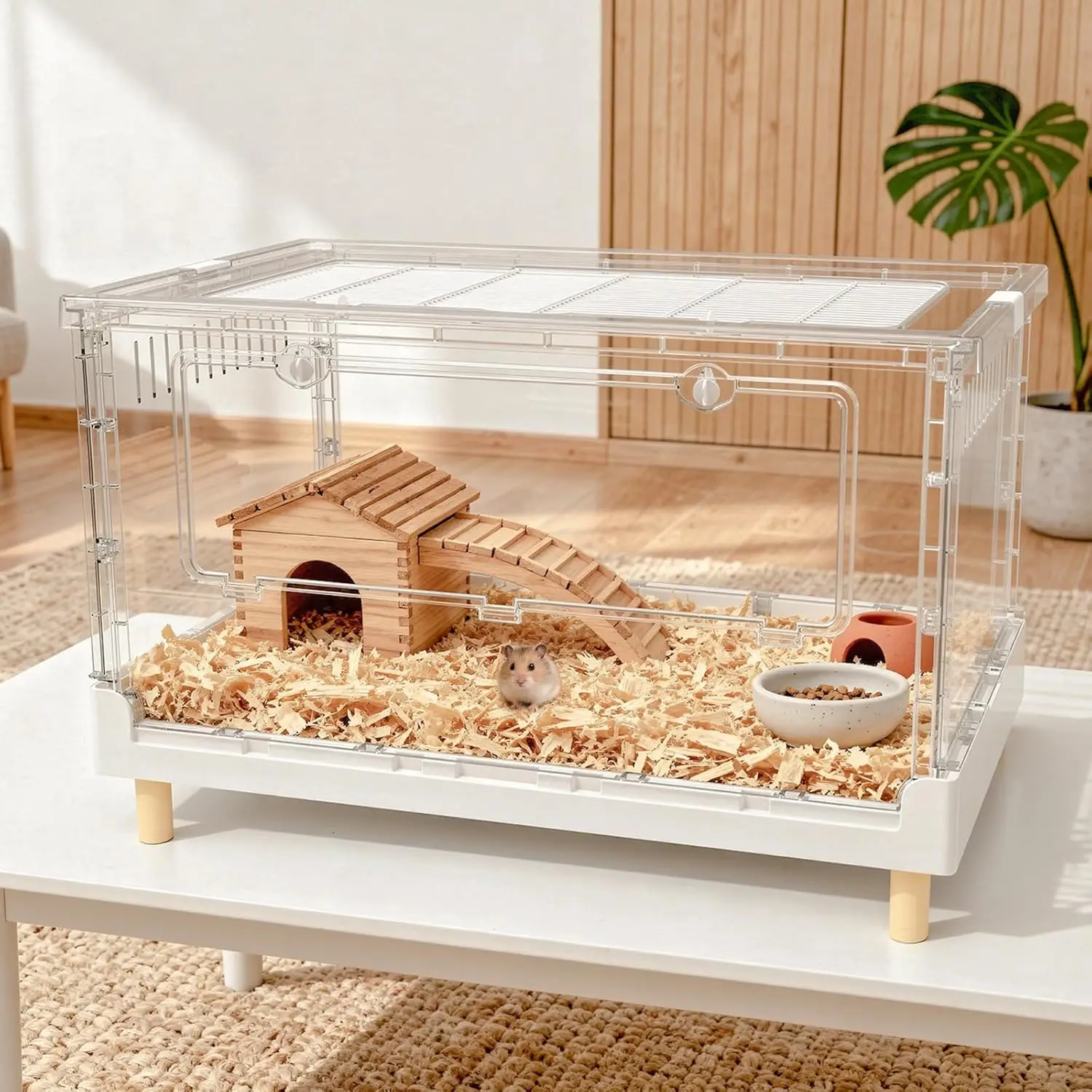 

Larger Acrylic Transparent Hamster Cage - Small Animal Cage for Guinea Pig, Hedgehog,Dwarf Hamster, Rat,Mouse,Ferret, Sugar Glid