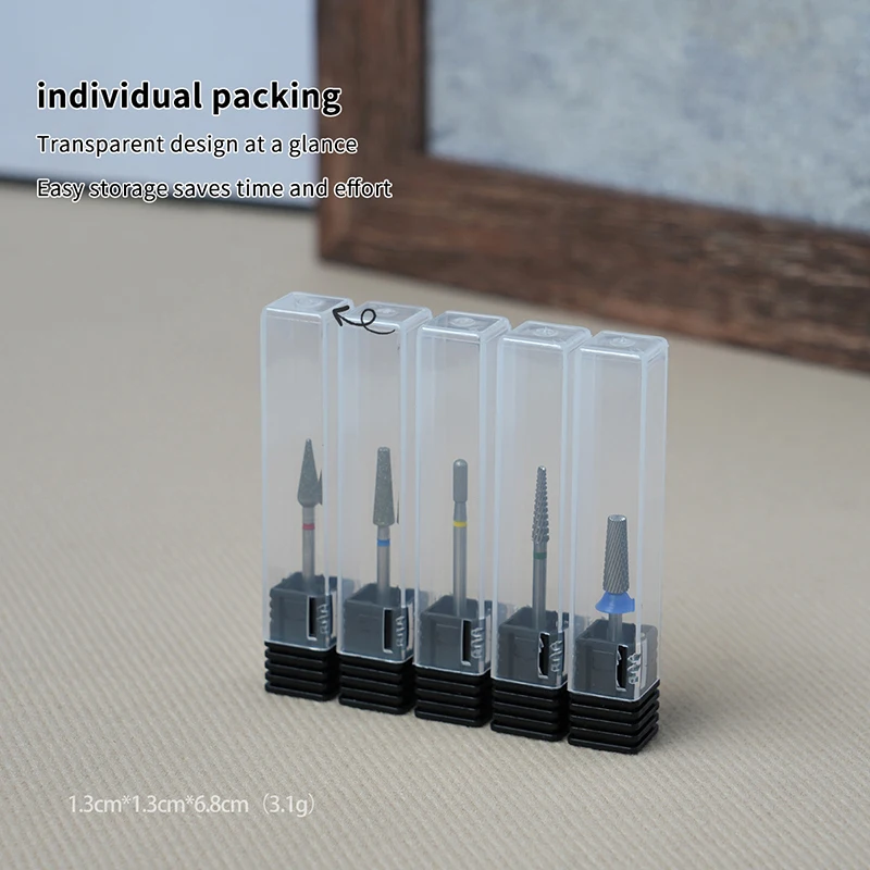 Nail Drill Bits Polishing Head Storage Tube Box Single Tube Nail Grinding Head Display Holder Stand Fall Prevent Dustproof Case