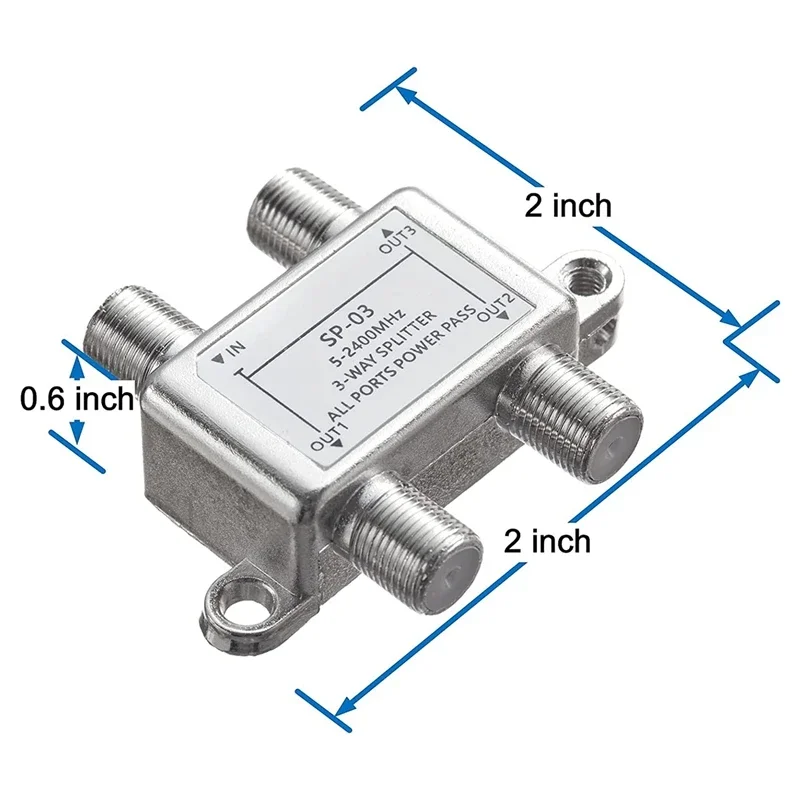 Antena de Tv de 2/3/4 vías, divisor de satélite, Cable Coaxial, Cable de antena, divisor de señal de Tv, conector hembra de enchufe tipo F
