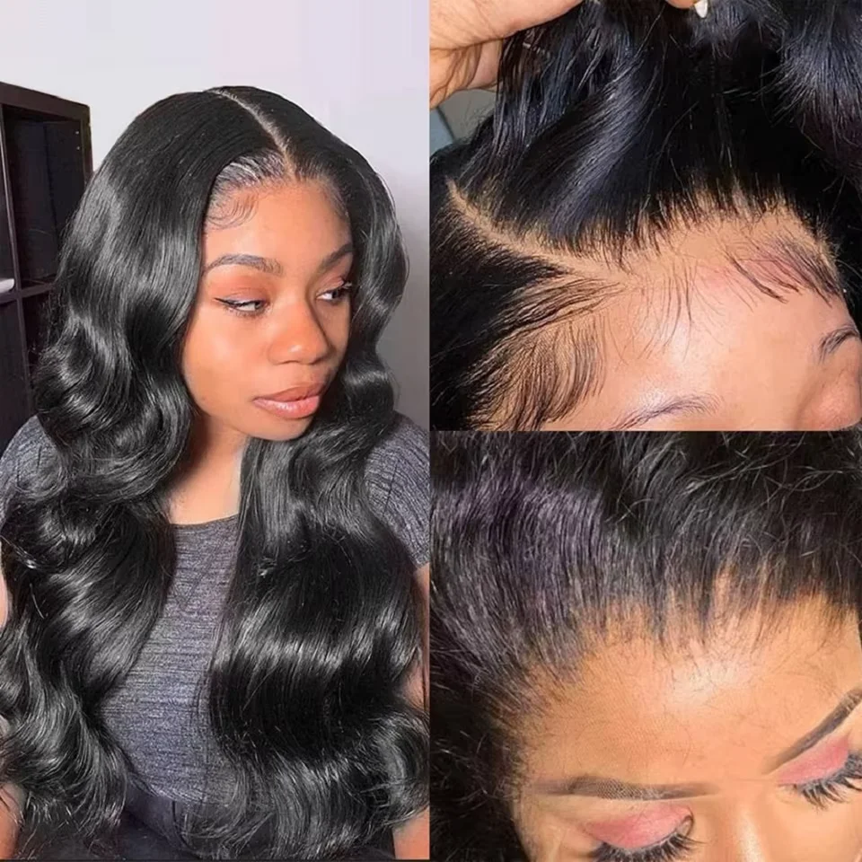 

30Inch 13X6 HD Transparent Lace Frontal Wigs Human Hair Pre Plucked 180 Density Human Hair Body Wave Lace Front Wigs
