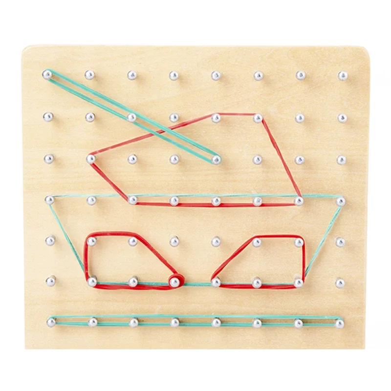 몬테소리 DIY 크리 에이 티브 장난감 기하학 그래픽 고무 네일 보드 카드 수학 교육 어린이를위한 어린이