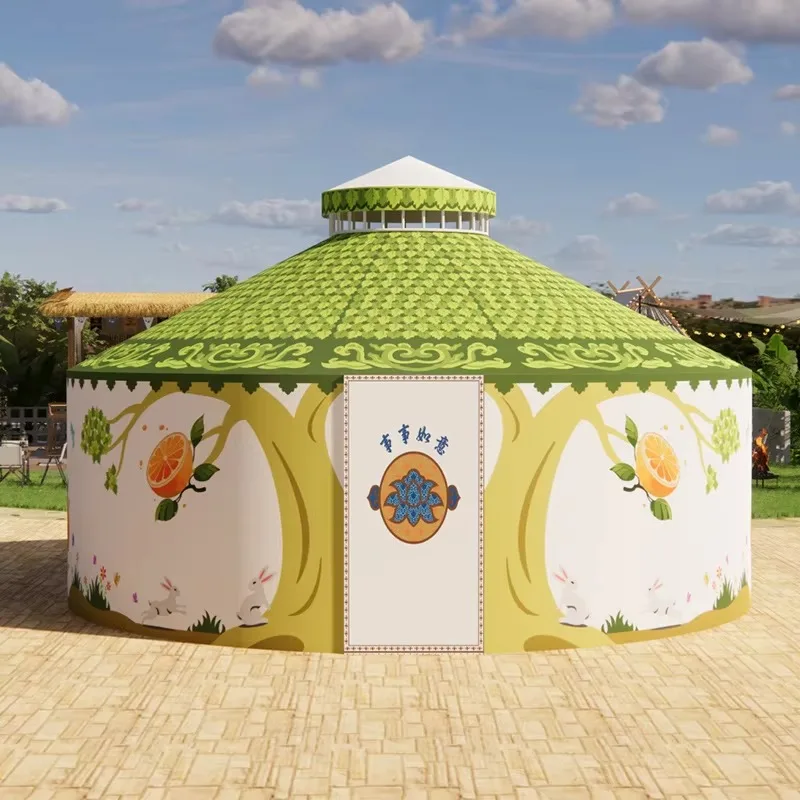 Picture 4: YTYIN Factory Sales PVC Cotton Yurt Teepee Tent 5M 7M 8M 12M Outdoor Glamping Bell Mongolian Tent For 4 Seasons For Family Touri