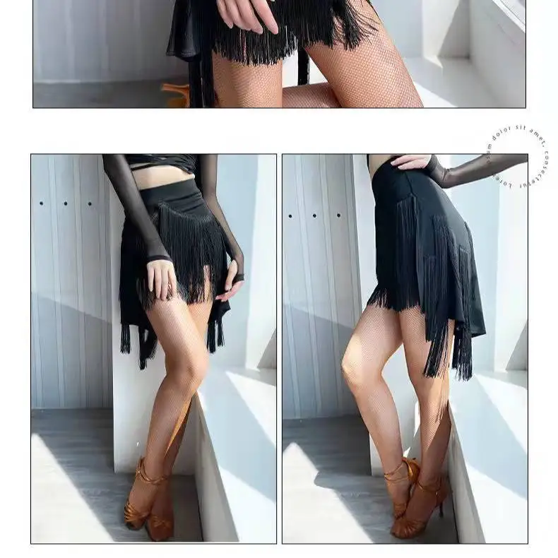 Latin Dance Skirts Training Clothes Women New Professional Dance Clothes Irregular Fringed Skirts