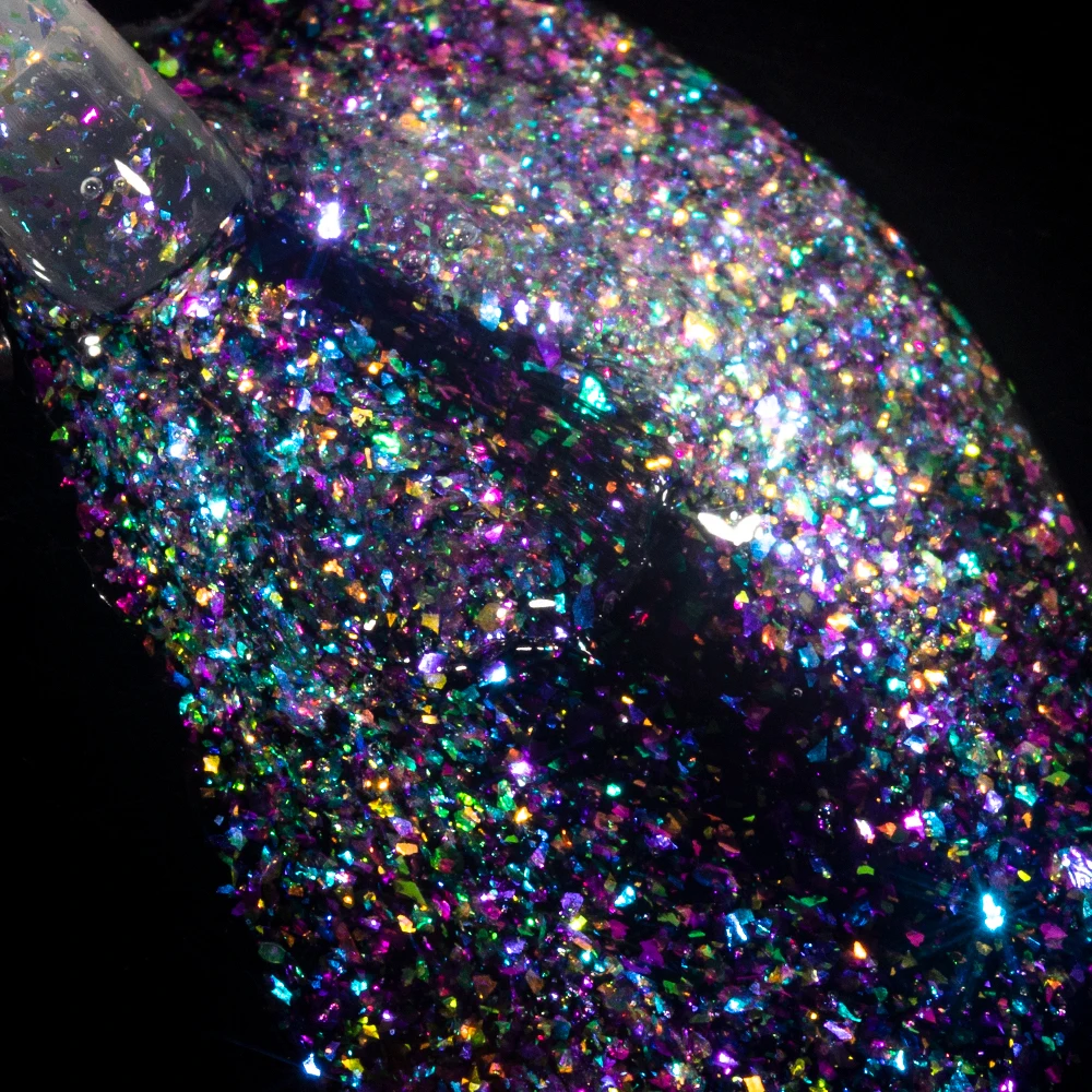 هلام الأظافر اللامع من كودي جل ديسكو أوبال جل ، طلاء الأظافر ، بريق بالأشعة فوق البنفسجية ، جل لامع ، معطف علوي ، ورنيش جل الشفق ثلاثي الألوان ، 15